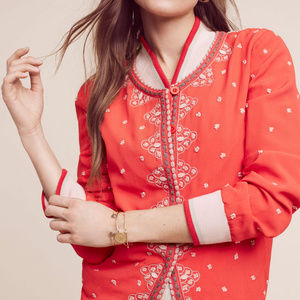 Anthropologie Arabella Embroidered Bomber Jacket
